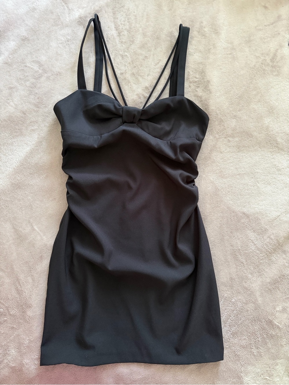 Zara Women Black Strappy Bow Front Mini Dress Size S